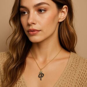 Pretty Bird Serpent Embrace Necklace – 18K Gold Plated Snake Pendant